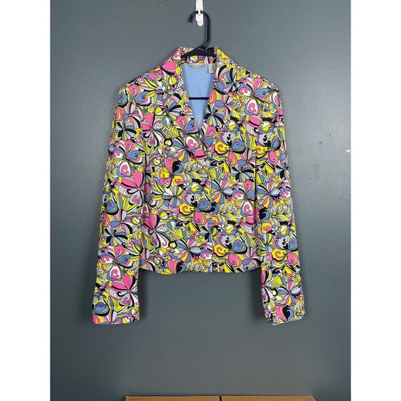 Madison Studio Jackets & Blazers - MADISON STUDIO Colorful Floral Pink Blue Yellow 2 Button Blazer Coat Size 12